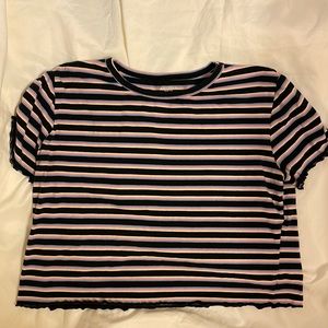 Cute colorful striped cropped t shirt